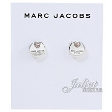 【茱麗葉精品】全新精品 MARC JACOBS 品牌圓盤LOGO水鑽鑲嵌耳環.銀 現貨