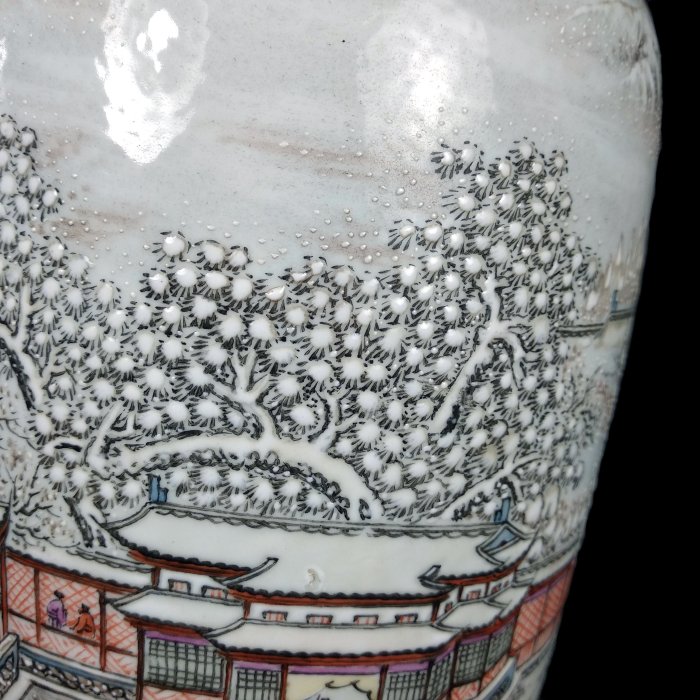 最高級品◎中国美術　珠山八友『何許人』 雪景色絵　花瓶（箱付） 清