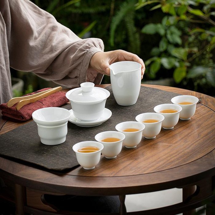 茶具 羊脂玉白瓷旅行功夫茶具套裝家用簡約陶瓷蓋碗茶杯整套便攜式收納