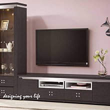 【設計私生活】潔妮絲8尺鐵刀木色L型電視櫃、高低櫃(免運費)112A