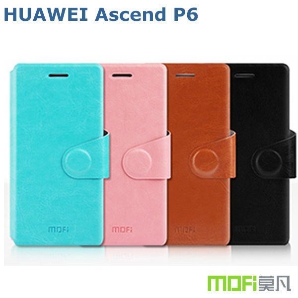 --庫米--MOFI 莫凡 HUAWEI Ascend P6 睿系列側翻可立皮套 磁扣吸附 TPU軟套 保護套