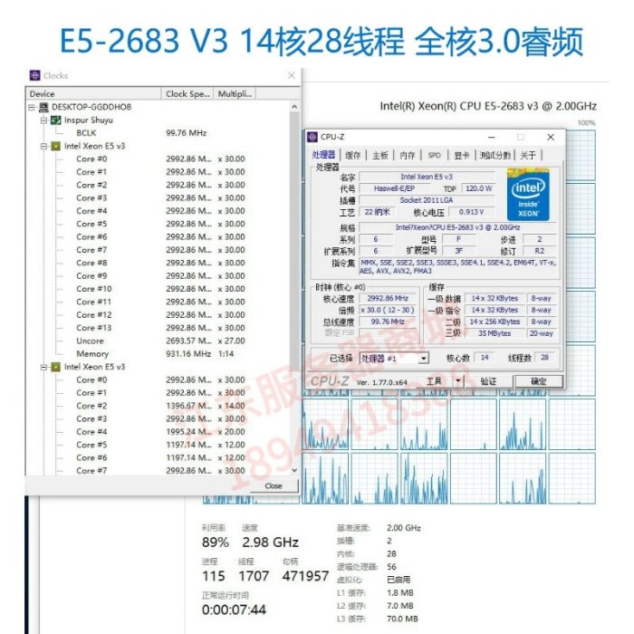 72核DELL R630/R430 1U伺服器10盤E5-2696V4虛擬主機R720/R730