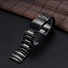 錶帶屋  20mm  22mm 24mm平頭pvd黑色實心不銹鋼替代各式相容原廠錶帶和智慧手錶
