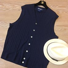 *Beauty*POLO JEANS  GOLF 男士深藍色100%WOOL開襟羊毛針織衫背心L號  GR