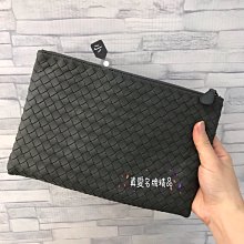 《真愛名牌精品》BOTTEGA VENETA 522429 (BV)灰色編織 內有卡層 手拿包(小款) *全新*代購