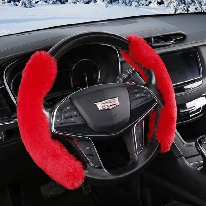 毛絨方向盤套冬季保暖汽車方向盤保護套時尚可愛汽車內飾配件套女女孩