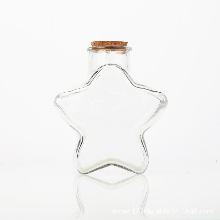 花瓶 五角玻璃瓶星星許愿瓶木塞漂流瓶DIY幸運星折紙水寶寶流沙星空瓶