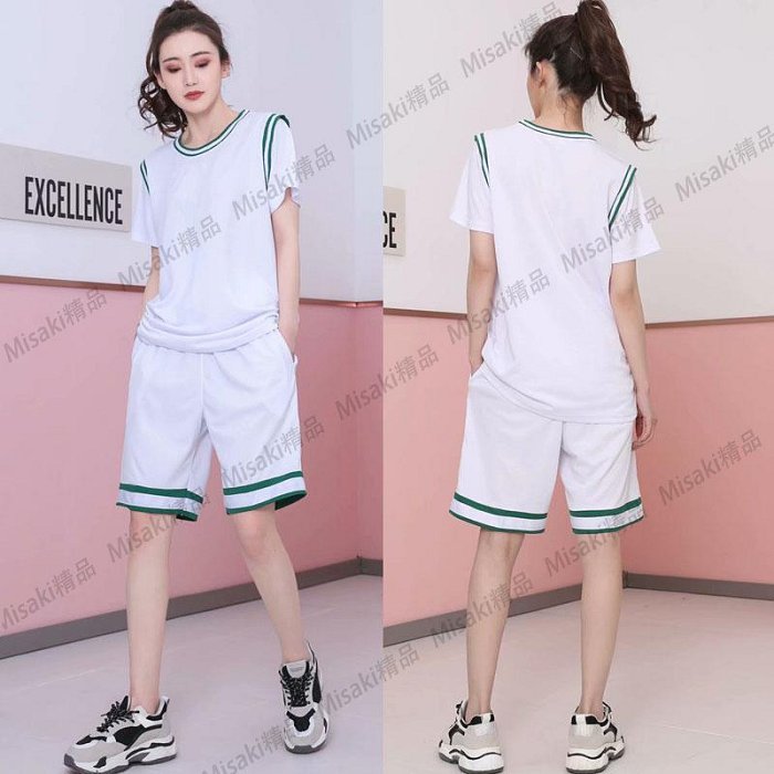 籃球服假兩件套裝籃球短袖運動T恤男女同款訓練服球衣比賽DIY定制-Misaki精品
