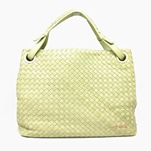 二手旗艦 Bottega Veneta 179320 芥末黃色 雙肩帶 編織 小羊皮 肩背包 (公益店)24801