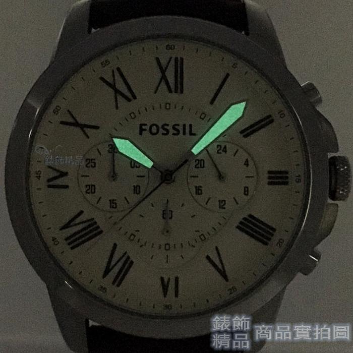 FOSSIL 手錶 FS4735羅馬時標 三眼計時 米白面 棕色錶帶 44mm 男錶【錶飾精品】