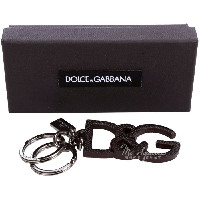 現貨熱銷-DOLCE & GABBANA Logo皮革鑰匙圈(深咖啡色) 1340736-C7