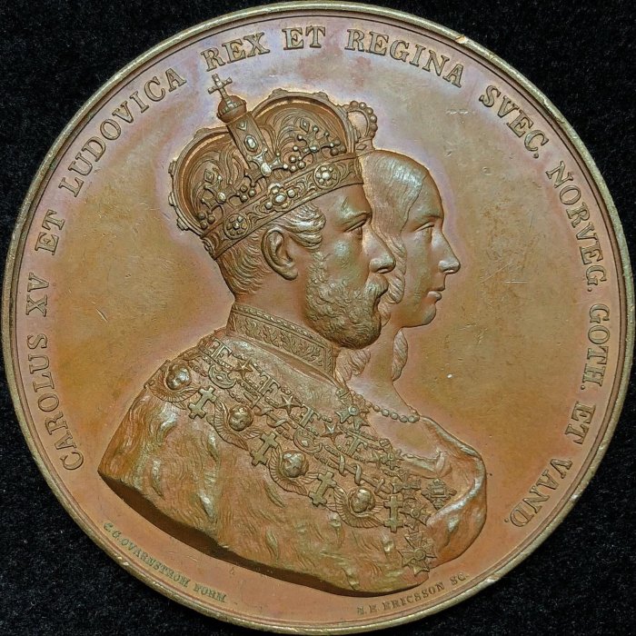 瑞典1860年卡爾十五世加冕銅章 @Ericsson