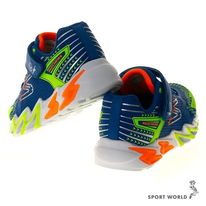 Skechers 童鞋 中童 大童 燈鞋 魔鬼氈 FLEX-GLOW BOLT 藍【運動世界】400138LRYMT