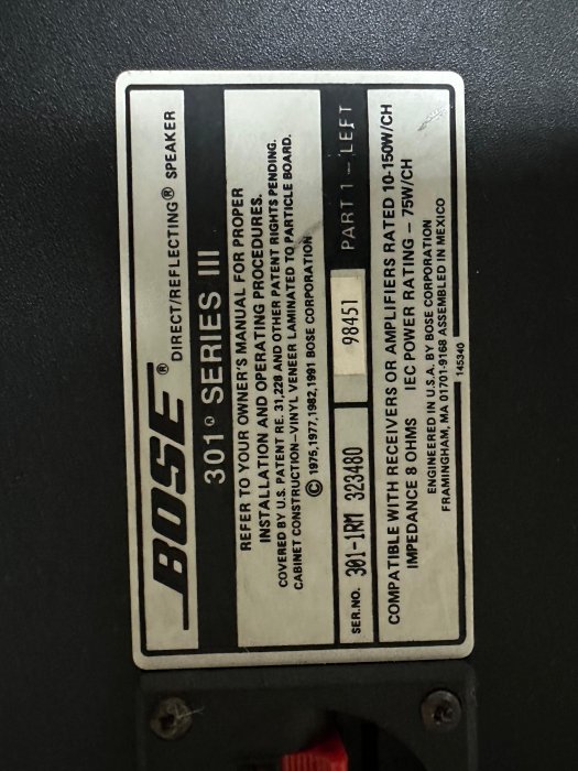 美國品牌 Bose 301 Series III 二代 喇叭 少見的經典 墨西哥製造~ 有吊架鑽孔