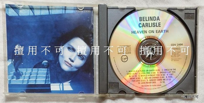 Belinda Carlisle 貝琳達卡萊兒 Heaven on earth 人間天堂專輯