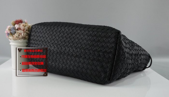 優買二手精品名牌店 BOTTEGA VENETA BV 紫藍色羊皮 雙帶 編織包 購物包 肩背包 托特包 全新