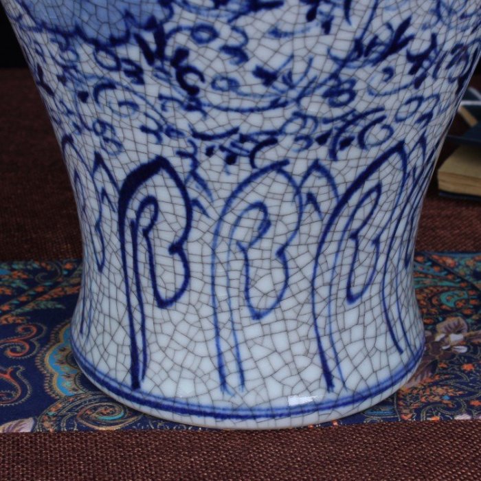 花瓶景德鎮陶瓷花瓶 手繪青花仿官窯裂紋釉 古典花瓶家居裝飾品