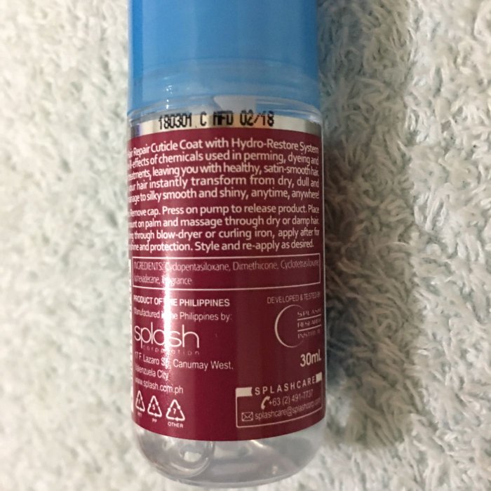 全新VITRESS CUTICLE COAT Hair Repair菲律賓必買 香氛護髮 順髮露 修護 藍色包裝30ml已過期