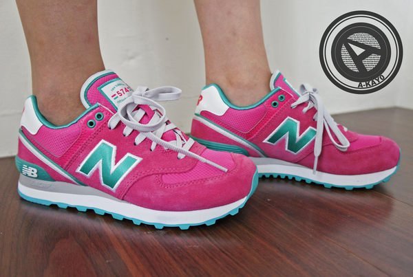 【A-KAY0 5折】NEW BALANCE 女 574 【WL574SJR】 ENCAP 麂皮X網布X皮革 桃紅綠