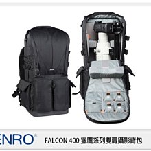 ☆閃新☆免運費~BENRO 百諾 Falcon 400 獵鷹砲管 鏡頭系列 後背 雙肩 相機包 攝影包 黑 (公司貨)