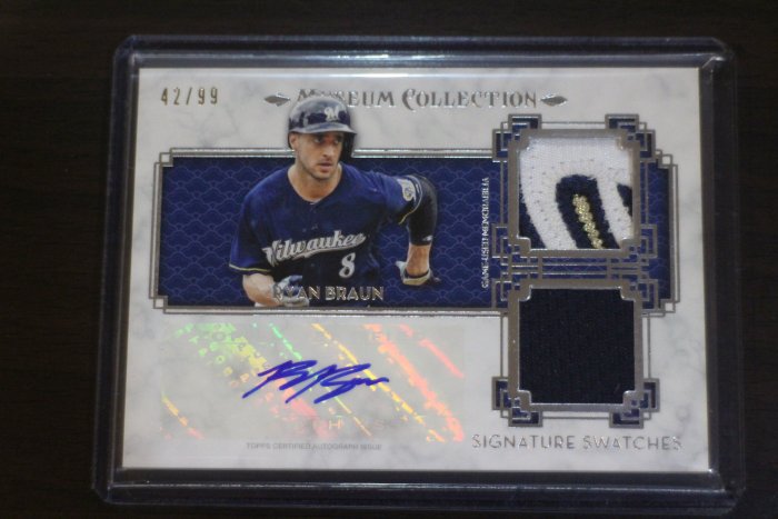 2014 Topps Museum Collection Auto Ryan Braun~限量99張Patch球衣簽名卡