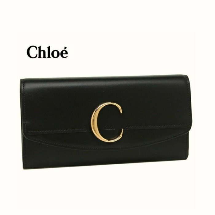 CHLOE ► ( 黑色×裸粉色×金屬淡金色 )  真皮 兩摺長夾 錢包 皮夾｜100%全新真品｜特價！