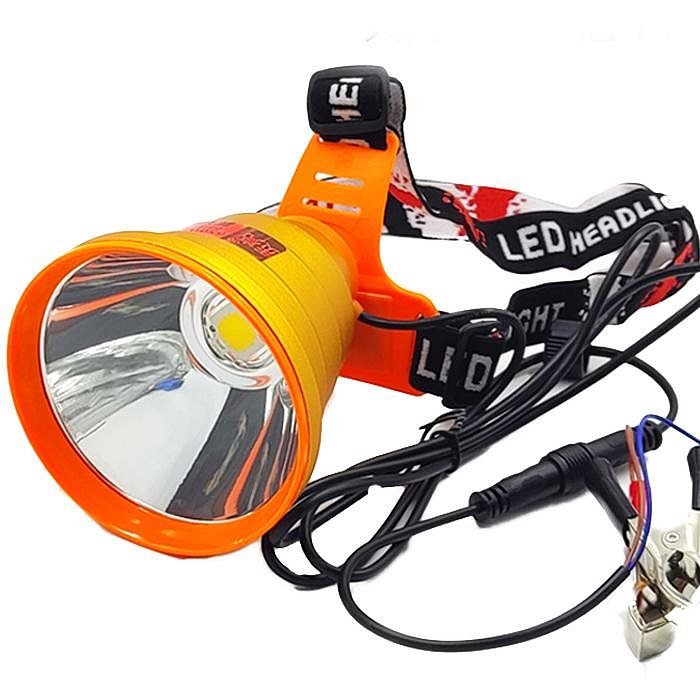 12v散光黃光聚光強光超亮直流釣魚鋰電池大功率外接電瓶專用頭燈