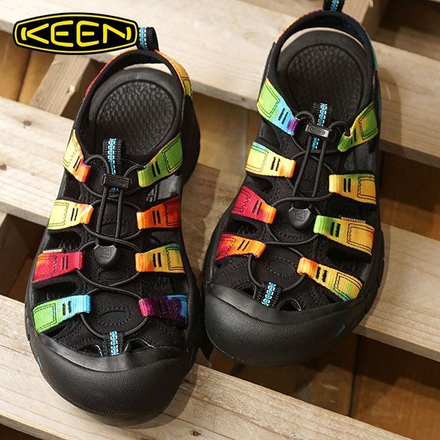 =CodE= KEEN NEWPORT RETRO SANDALS 編織彈性綁繩護趾防水包頭涼鞋(黑彩虹)1018822