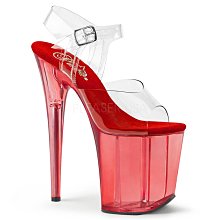 Shoes InStyle《八吋》美國品牌 PLEASER 原廠正品透明果凍色極端厚底高跟涼鞋 『紅色』