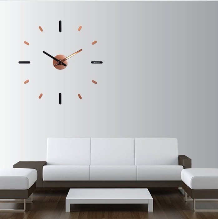 【鐘錶通】On Time Wall Clock 黑底白線-壁貼鐘-掛鐘.無損牆面.親子DIY.居家佈置.民宿餐廳