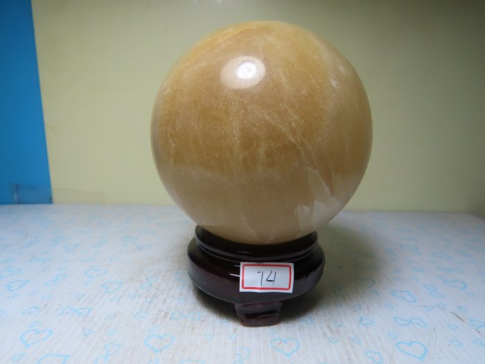 【競標網】天然漂亮黃玉球95mm1.4公斤(贈座)(T4)(天天處理價起標、價高得標、限量一件、標到賺到)