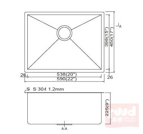 【路德廚衛】Lofn Rindr方型手工不鏽鋼水槽- KSSX-5900R 圓角方形不銹鋼水槽(平接、下崁適用)