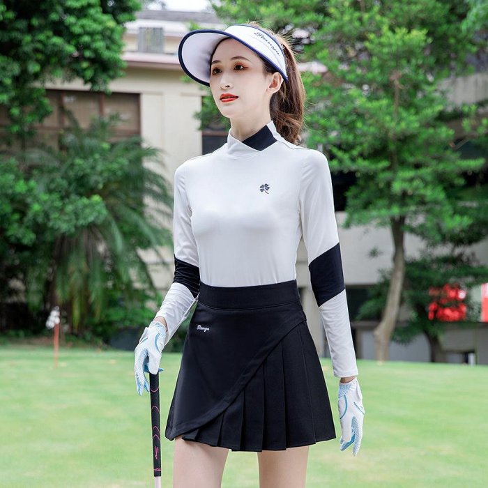 高爾夫服裝 跨境供應秋款韓版t恤高爾夫女裝彈力高爾夫長袖 修身運動上衣