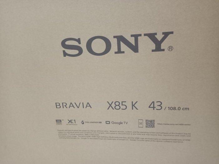 AMY家電 全省可配送含基本安裝 SONY 43 吋   4K智慧電視 KM-43X85K 43X85K