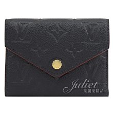 【茱麗葉精品】全新精品 LV M64577 VICTORINE 經典花紋皮革壓紋零錢短夾.海軍藍 預購無現貨