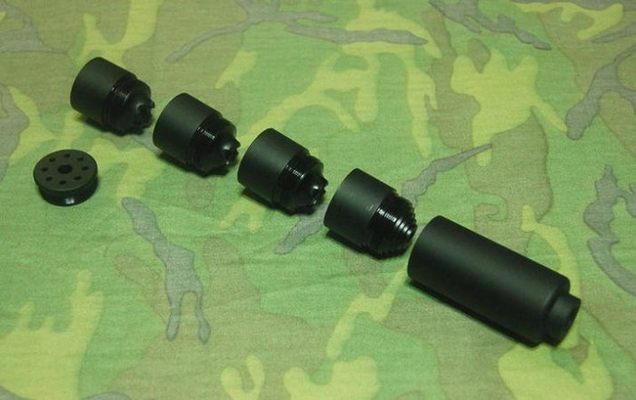 【BCS武器空間】6mm/6.35mm專用無消音棉的隔框式鋁合金製滅音器消音碗(單節)-UD-004