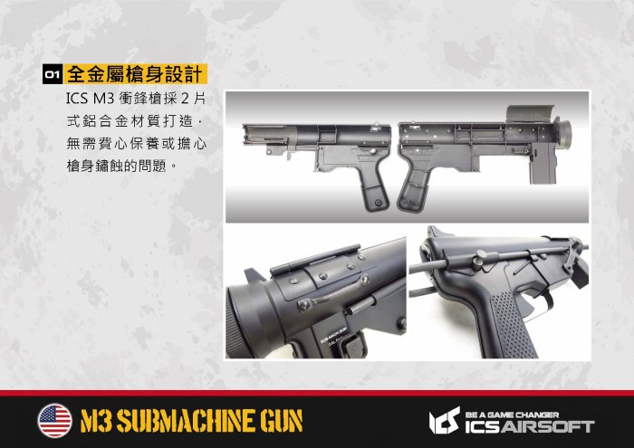 【翔準軍品AOG】ICS M3 黃油槍(黑)二戰槍 電動槍 生存遊戲 ICS-200