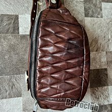 Retro CLUB【一元起標】【二手】訂製款 PINEAL JET LEATHER 咖啡色 馬皮革 菱格紋腰包 車包 F24421