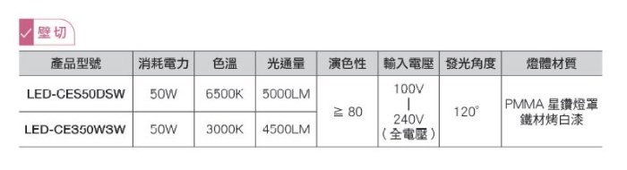 柏泓~舞光 DanceLight LED 50W 星鑽吸頂燈~4段壁切~非調光~適用6-8坪~白光/黃光