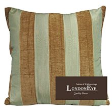 【 LondonEYE 】歐式宮廷新古典 華麗雙色X寬版設計X雪尼爾  條紋 抱枕/腰枕 飯店/樣品屋(綠)
