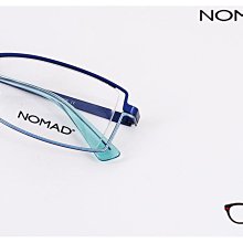 【My Eyes 瞳言瞳語】NOMAD 法國黑貓品牌 水藍+深藍 薄金屬雙色眼鏡 簍空設計 輕透時尚感 (1397J)