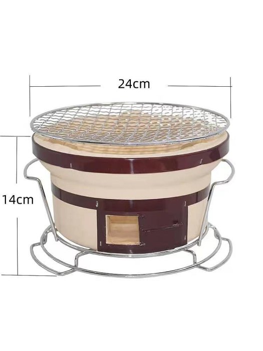 【現貨】日式燒烤炭爐日式陶土爐戶外燒烤桌上出口日本圓鐵架烤肉爐
