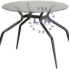 【品特優家具倉儲】P494-36餐桌洽談桌歐風烤黑玻璃圓桌2.5尺