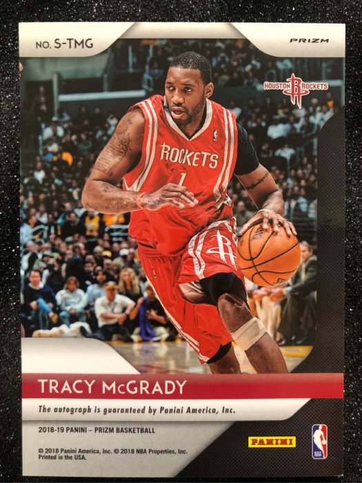 2018-2019 PRIZM  TRACY MCGRADY RED SCOPE AUTO ROCKETS RAPTORS LEGEND