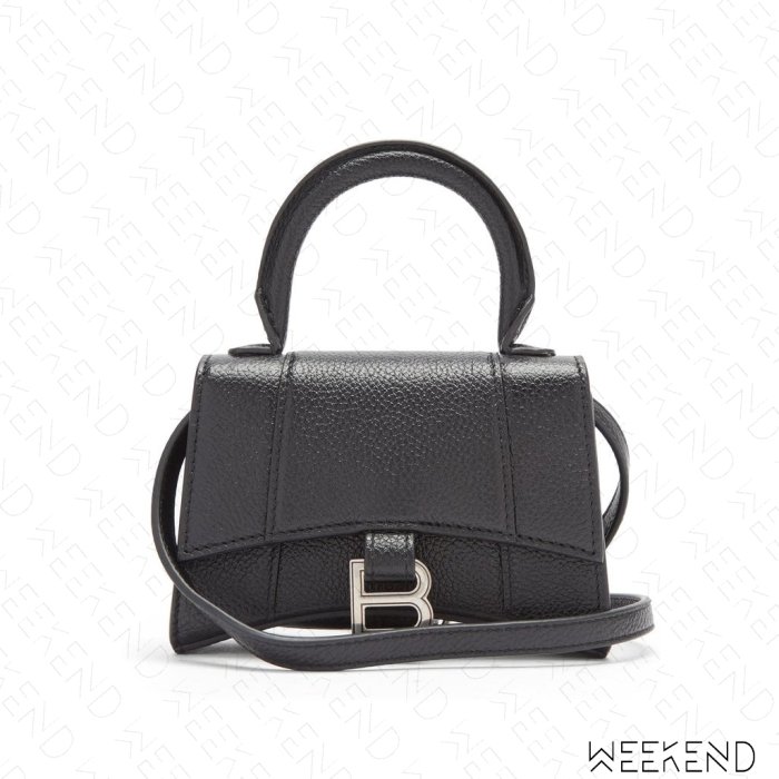 【WEEKEND】 BALENCIAGA Hourglass Mini 巴黎世家 迷你 荔枝皮 肩背包 小廢包 黑色