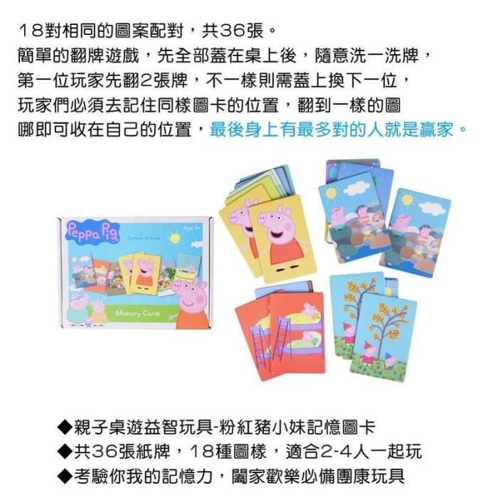 大安殿含稅附發票 粉紅豬小妹 記憶圖卡 Peppa Pig Memory Cards 佩佩豬 繁體中文正版益智桌遊