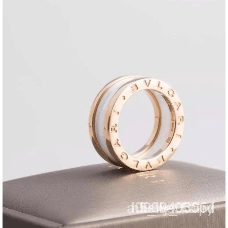 【二手正品】 Bvlgari/寶格麗 B.ZERO1系列玫瑰金 三環白陶瓷戒指 指環 PSXD
