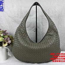 優買二手精品名牌店  BV 大象灰 灰 全皮 編織包 肩背包 HOBO 拉鍊包 彎月包 牛角包 半月包 月亮包 全新