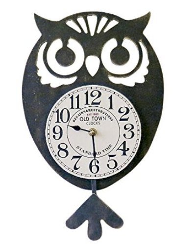 日本品牌 可愛的貓頭鷹擺鐘掛鐘牆壁上木製時鐘裝飾品擺件森林動物鳥類掛鐘送禮禮物  5267c