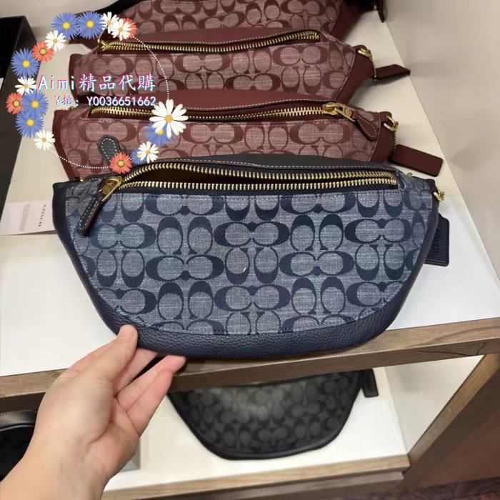 Aimi精品代購 Coach CG994 蔻馳新款Chambray香布雷帆布男士胸包 腰包 附購證 商品吊牌標籤